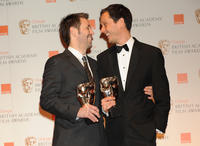 Winning director Paddy Considine with producer Diarmid Scrimshaw. Outstanding Debut by a British Writer, Director or Producer: Tyrannosaur