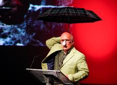 Colin Arthur using unconventional props to talk about memories of working with Ray  (BAFTA/Brian J Ritchie).