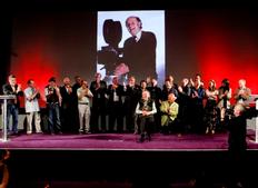Everyone involved in the event with the man of the moment at the front  (BAFTA/Brian J Ritchie).