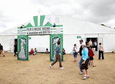Early morning outside the Film and Music tent before all the day's action begins (Picture: Jonathan Birch)
