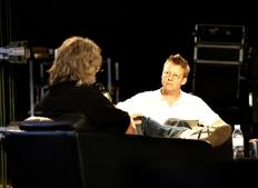 July 17: Simon Mayo conducts the interview with Paul Greengrass (Picture: Jonathan Birch)