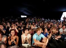 July 18: Another full tent as fans of The Inbetweeners pile in to watch an interview with cast members from the hit TV show (Picture: Jonathan Birch)
