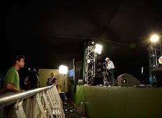 July 17: Lights, camera, action. Backstage shot in the fIlm Arena (Picture: Jonathan Birch)