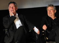 Michael Palin and Eric Idle on stage at the Monty Python reunion event in New York on 15 October 2009 (© BAFTA)