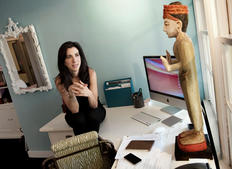 Screenwriter Aline Brosh Mckenna at her desk (Photography: BAFTA/Barry J Holmes).