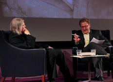 Matthew Sweet talks with Screenwriter Christopher Hampton. (Photography: Jay Brooks)