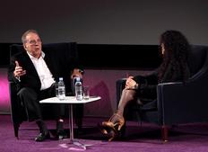 Tanya Seghatchian talks with Sir Ronald Harwood on his experiences with scriptwriting. (Photography: Jay Brooks)