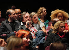 Audience questions at the Lecture with Simon Beaufoy. (Photography: Jay Brooks)
