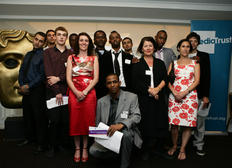 BAFTA Mentor Pippa Harris (fourth right) with young filmmakers and youth workers from CHC