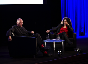 Film producer Tanya Seghatchian hosted a Q&A session with Nicholson after the lecture. (Picture: BAFTA / J. Birch)