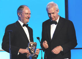 Citation reader and BAFTA winner Jim Broadbent on stage with host Jon Snow.