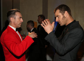 Alan Cumming talks with South Park's Matt Stone.