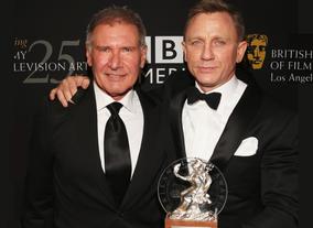 Daniel Craig received the Britannia Award for British Artist of the Year presented by Harrison Ford.