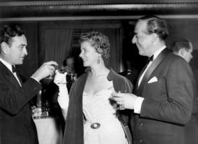David Lean with Cornell Borchers and Anthony Havelock-Allan in 1954
