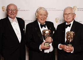 Special Award recipients Croft and Perry with Sir Bill Cotton at the Television Craft Awards in 2008.