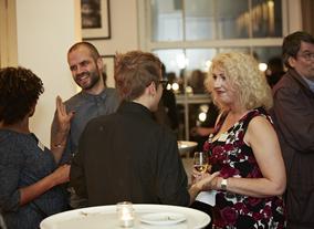 BBC Academy Director and Deputy Chairman of BAFTA; Anne Morrison chats to scholars at the reception