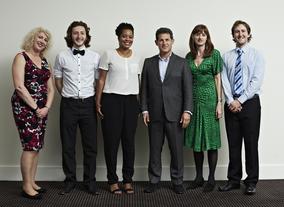 From left to right: Anne Morrison, Sam Coleman, Rienkje Attoh, Josh Berger, Amanda Berry, Sam Hughes