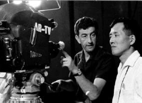 Peter Morley on the set of The Two Faces of Japan, 1960. 