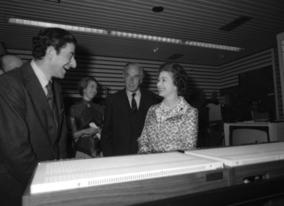 Peter Morley, HRH The Princess Anne, Lord Mountbatten and HRH Queen Elizabeth I at the Royal Opening of 195 Piccadilly in 1976.