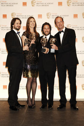 Kathryn Bigelow, Mark Boal, Nicolas Chartier and Greg Shapiro with their Best Film awards for The Hurt Locker (BAFTA/Richard Kendal).