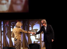Francine Stock welcomes Bill Nighy to the BAFTA stage. (Picture: BAFTA/ J.Simmonds)