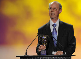 Legendary children's television presenter Brian Cant delivers a moving and entertaining speech. (Pic: BAFTA/ Steve Finn)