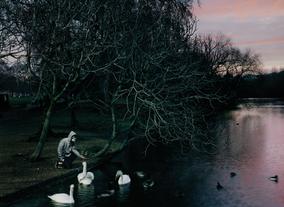 Director and artist Banksy poses for the British Directors photo series for the 2011 Film Awards.