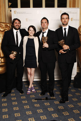 The Dead Set team celebrate their Interactive Creative Contribution BAFTA with Little Dorrit star Claire Foy (BAFTA / Richard Kendal).