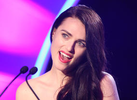 Merlin star Katie McGrath announces the BAFTA in the Writer category.