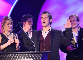The four winners of The BAFTA Kids' Vote collect their award for kids' favourite film, TV show, website and video game of the past 12 months. 