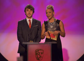 X-Factor contestants Kye Sones and Jade Ellis team up to present the BAFTA Kids' Vote awards, which were voted for by the public.