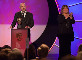  CBBC's Cheryl Taylor and Damian Kavanagh accept the coveted Channel of the Year BAFTA.