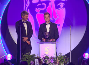 The camera team behind Frozen Planet celebrate the programme's third win of the evening.