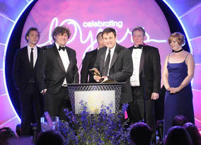 Will Cohen, Marie Jones and David Houghton from The Mill collected the Visual Effects award for the Doctor Who episode Fire Of Pompei (BAFTA / Richard Kendal).