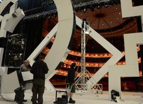 Preparing the set for the EE British Academy Film Awards in 2013