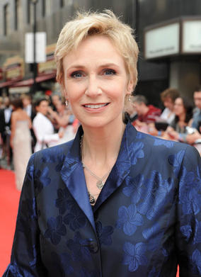 Jane Lynch, star of YouTube Audience Award nominee, Glee, arrives at the awards (BAFTA/Richard Kendal).