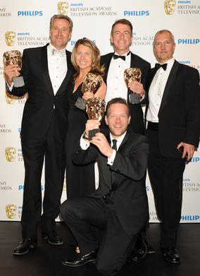 The winning team, including Bill Neely, Mark Austin, Deborah Turness and Toby Castle. (Pic: BAFTA/Richard Kendal)