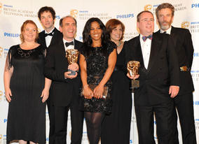 The Thick of It recieves the Situation Comedy BAFTA from presenter Freema Agyeman (BAFTA/Richard Kendal).