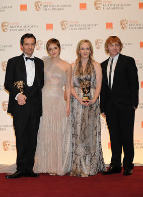 Harry Potter producer David Heyman, star Emma Watson, creator JK Rowling and star Rupert Grint. (Pic: BAFTA/Richard Kendal)