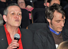 Marie Cooke of Fuse Youth Café talks about BAFTA Mentor Angus Dixon (right).