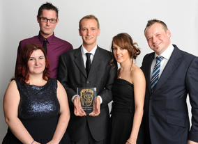 The winning team behind the Binweevils website, including Matt Lester, Daniella Cardiera, James Stanners, Sam Wooldridge and Allie Cranford, which beat nine other websites to come out on top.