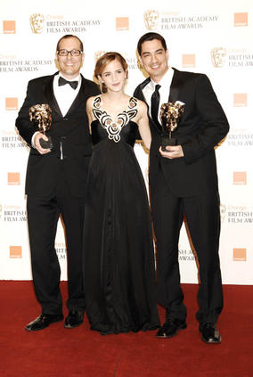 Eric Barba and Edson Williams with Emma Watson at the Orange British Academy Film Awards in 2009