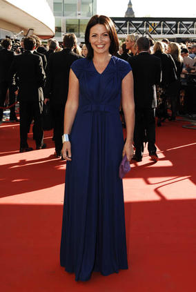 Big Brother presenter Davina McCall arrived at the Television Awards in a bold yet elegant navy dress by Liberty (BAFTA / Richard Kendal).