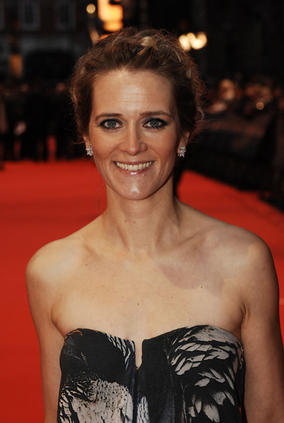 Presenter and DJ Edith Bowman on the Film Awards Red Carpet recording exclusive interviews for bafta.org (BAFTA/Richard Kendal).