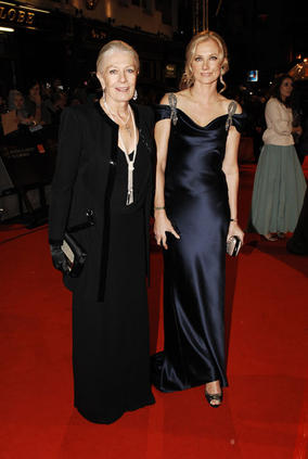 This year's Fellowship award winner Vanessa Redgrave strolls the red carpet along side Joely Richardson, both in Catherine Walker dresses (BAFTA/Richard Kendal).