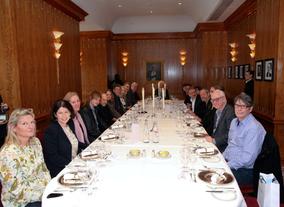 Guests clockwise from left to right: Kate Lee, Pippa Harris, Hilly Boyd, Nick Hurt, Richard Kwietniowski, Kate Buckley-Sharma, Jon Hurt, Amanda Nevil, Stephen Frears, Sir Alan Parker, Tim Corrie, Amanda Berry, Anwen Hurt, Michael Colgan, Michael Caton-Jones, Dan Boyd, Nik Powell.