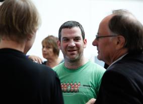 Miles Jacobson – studio director at Sports Interactive with BAFTA Chairman John Willis