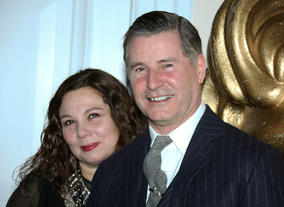 Tessa Ross, with menswear designer Jeremy Hackett - the host of the event.