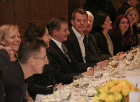 The guests take their seats. In the front left is screenwriter Jeremy Brock - the man responsible for the hugely popular BAFTA & BFI Screenwriters' Lecture Series.
