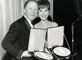 Richard Attenborough and Audrey Hepburn.